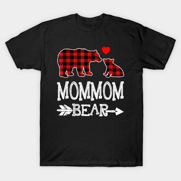 Mommom Bear Christmas Pajama Red Plaid Buffalo Gift Shirt T-Shirt by Kelley Clothing